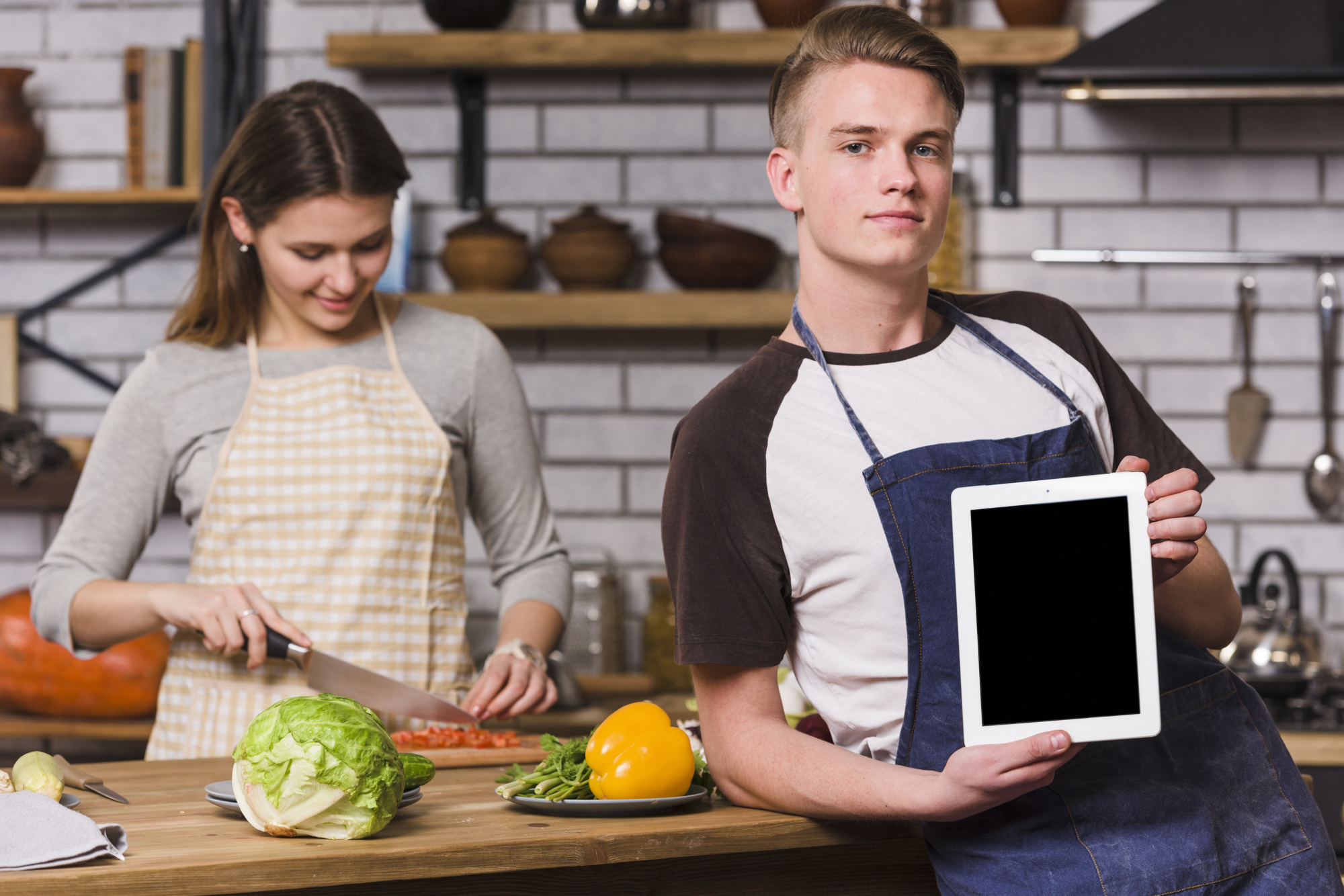 consultation with chef and digital tablet
