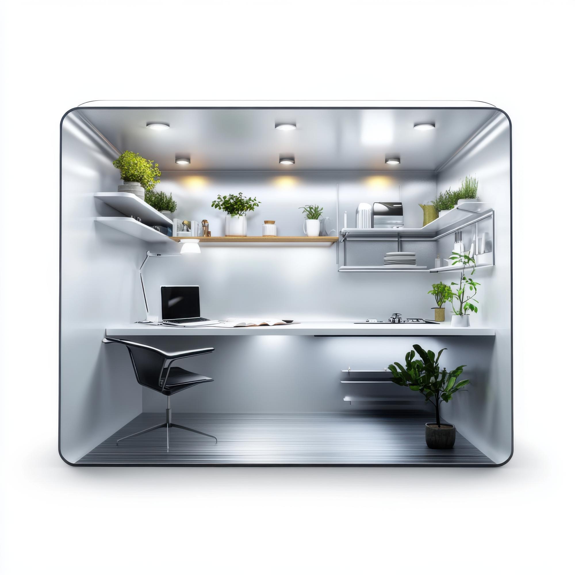 modern stainless kitchen workstation with tech display
